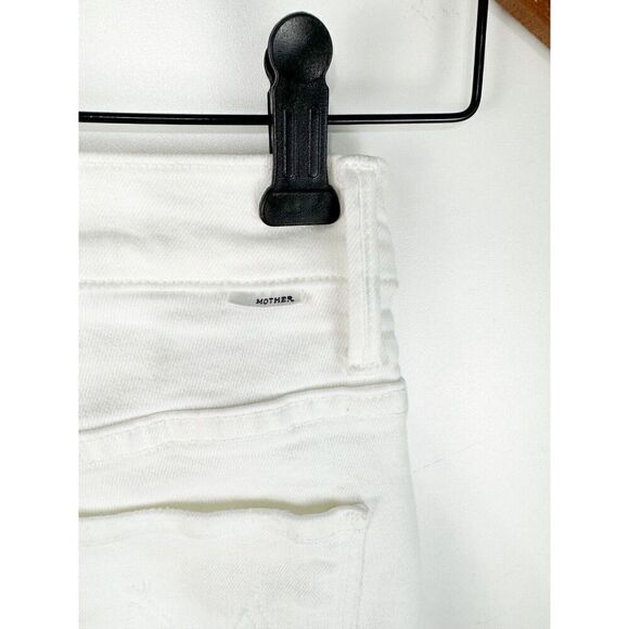 MOTHER Sz 24 The Insider Crop Step Fray Fairest White Straight Leg Jeans - Picture 8 of 11